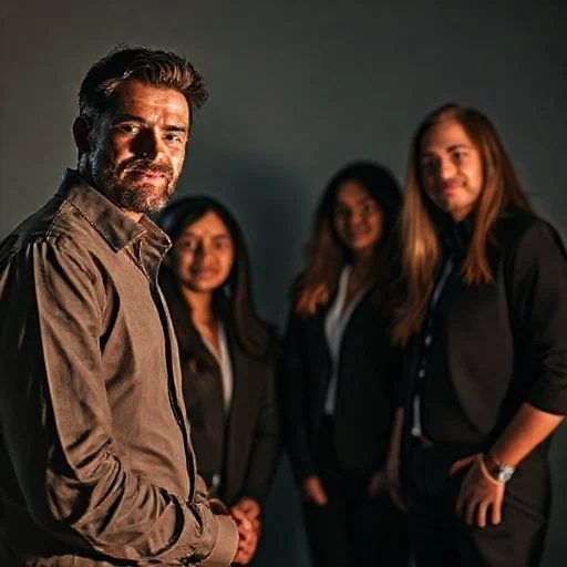 Abstract energy pattern in deep indigo and electric violet, symbolizing a narrative architect.